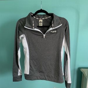 Tight Gray Athletic Quarter Zip PINK Jacket